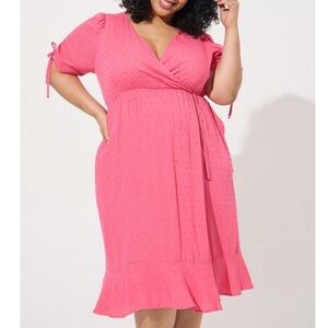 NWT Torrid Midi Swiss Linen Surplice Dress